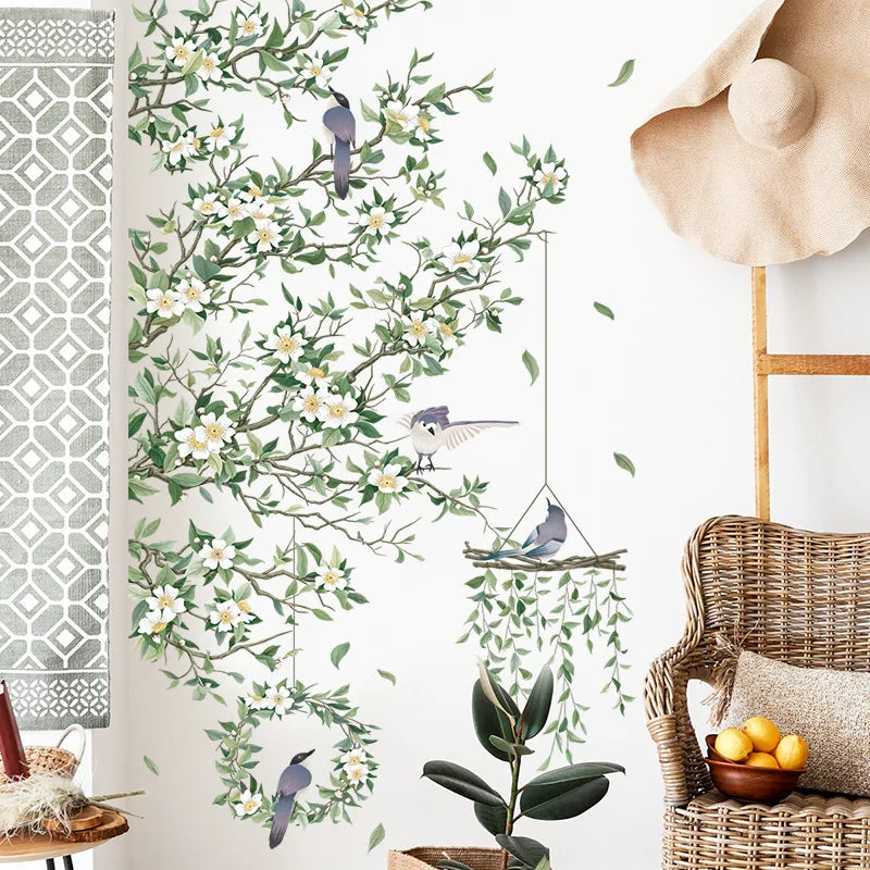 Birdcage Flower Wall Sticker – PVC Wall Decal-MinimalisticDecor