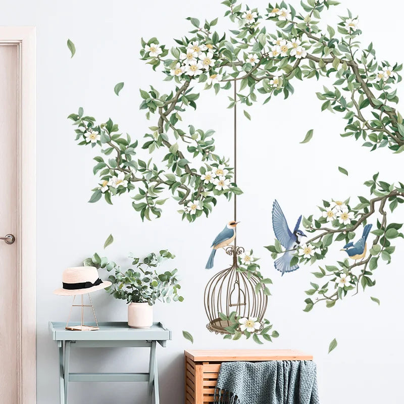 Birdcage Flower Wall Sticker – PVC Wall Decal-MinimalisticDecor