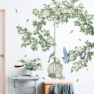 Birdcage Flower Wall Sticker – PVC Wall Decal-MinimalisticDecor