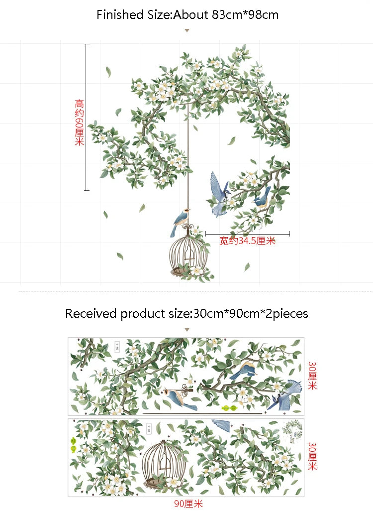 Birdcage Flower Wall Sticker – PVC Wall Decal-MinimalisticDecor