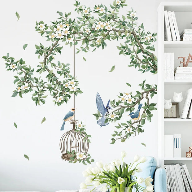 Birdcage Flower Wall Sticker – PVC Wall Decal-MinimalisticDecor