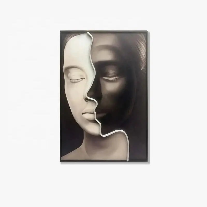 Black and White Neon LED Faces Wall Art – Minimalist Design-MinimalisticDecor.com