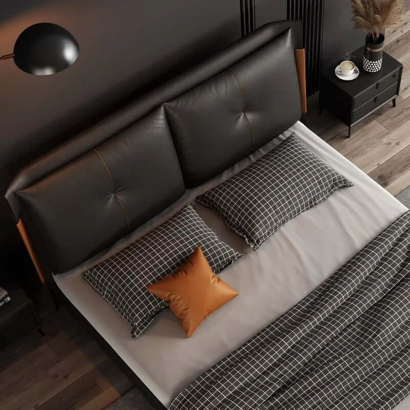 Black Movino Design Cushioned Bed Frame-MinimalisticDecor.com