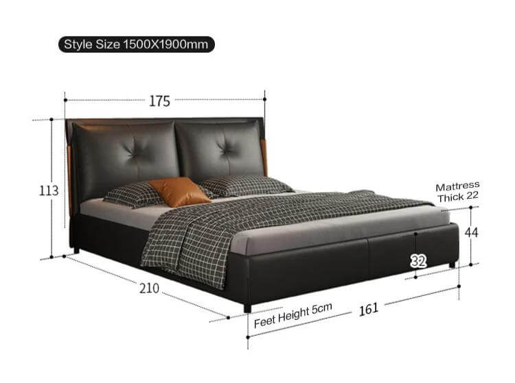 Black Movino Design Cushioned Bed Frame-MinimalisticDecor.com