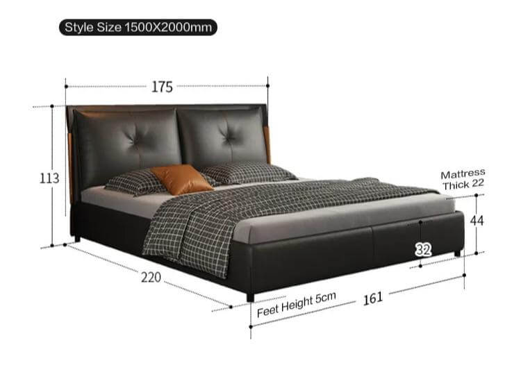 Black Movino Design Cushioned Bed Frame-MinimalisticDecor.com