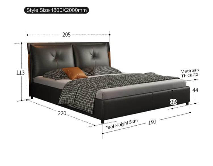 Black Movino Design Cushioned Bed Frame-MinimalisticDecor.com