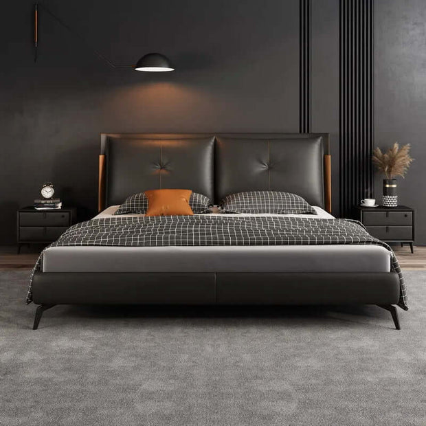 Black Movino Design Cushioned Bed Frame-MinimalisticDecor.com