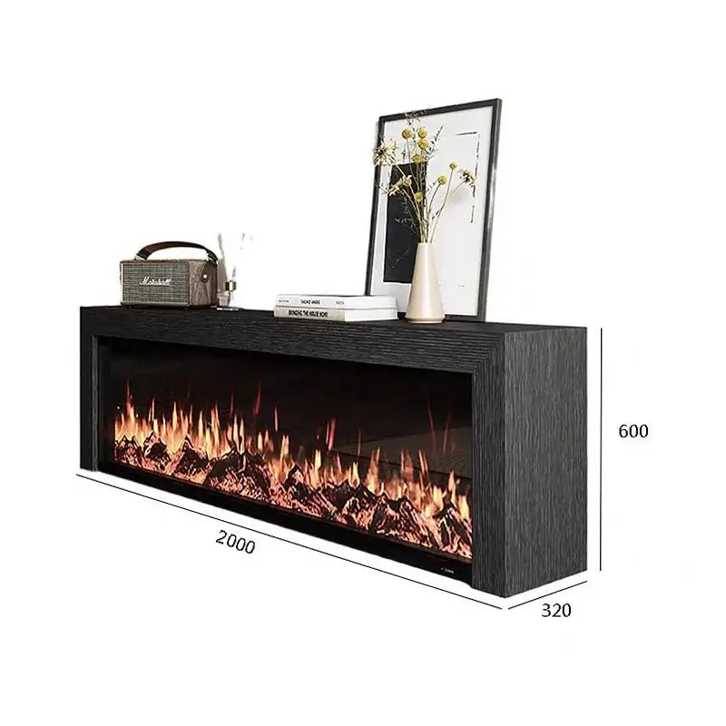 Black Oak Fireplace TV Cabinet Simulated Flames-MinimalisticDecor.com