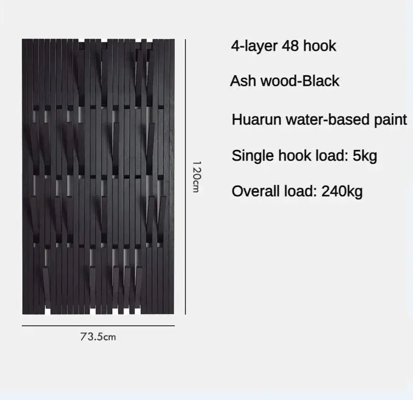 Black Oak Wood Piano Wall Hanging Coats Organiser-MinimalisticDecor.com