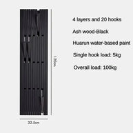 Black Oak Wood Piano Wall Hanging Coats Organiser-MinimalisticDecor.com