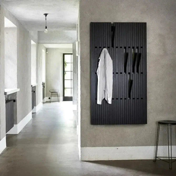 Black Oak Wood Piano Wall Hanging Coats Organiser-MinimalisticDecor.com