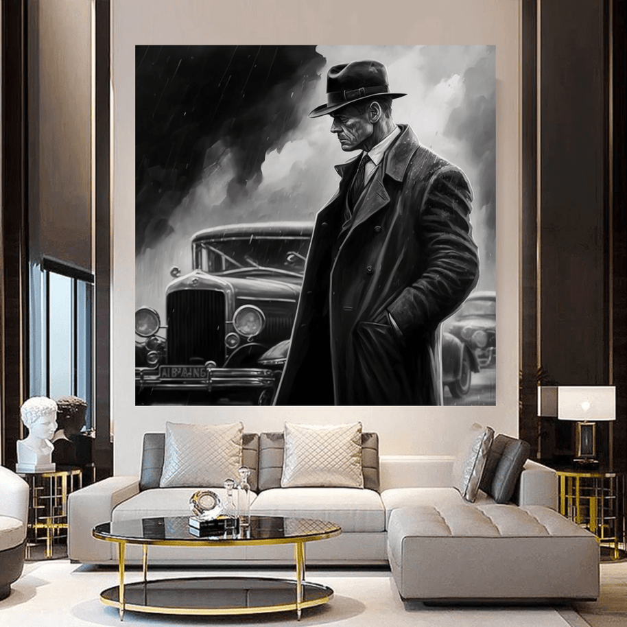 Black & White Mafia Boss Classic Canvas Wall Art-MinimalisticDecor.com
