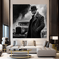Black & White Mafia Boss Classic Canvas Wall Art-MinimalisticDecor.com