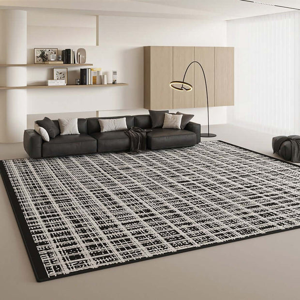 Black & White Mesh Net Rug: Modern Sophistication-MinimalisticDecor.com