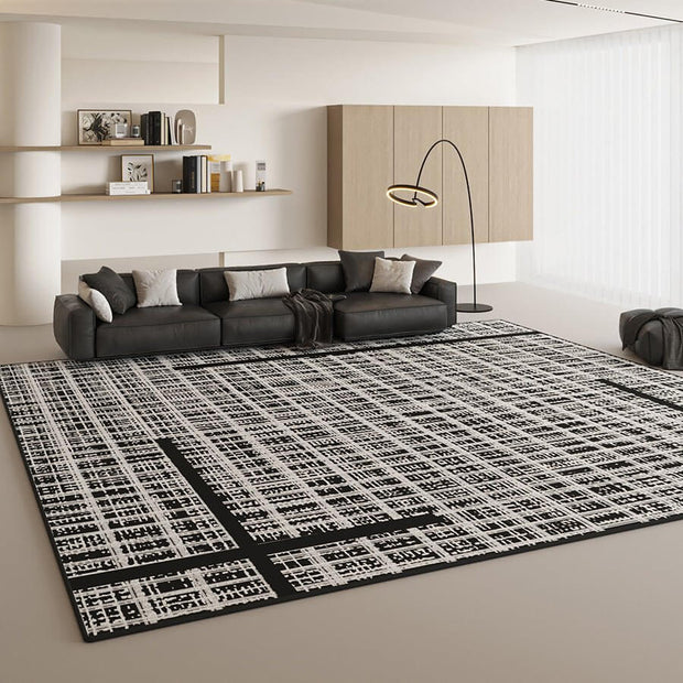 Black & White Mesh Plus Net Rug: Modern Sophistication-MinimalisticDecor.com
