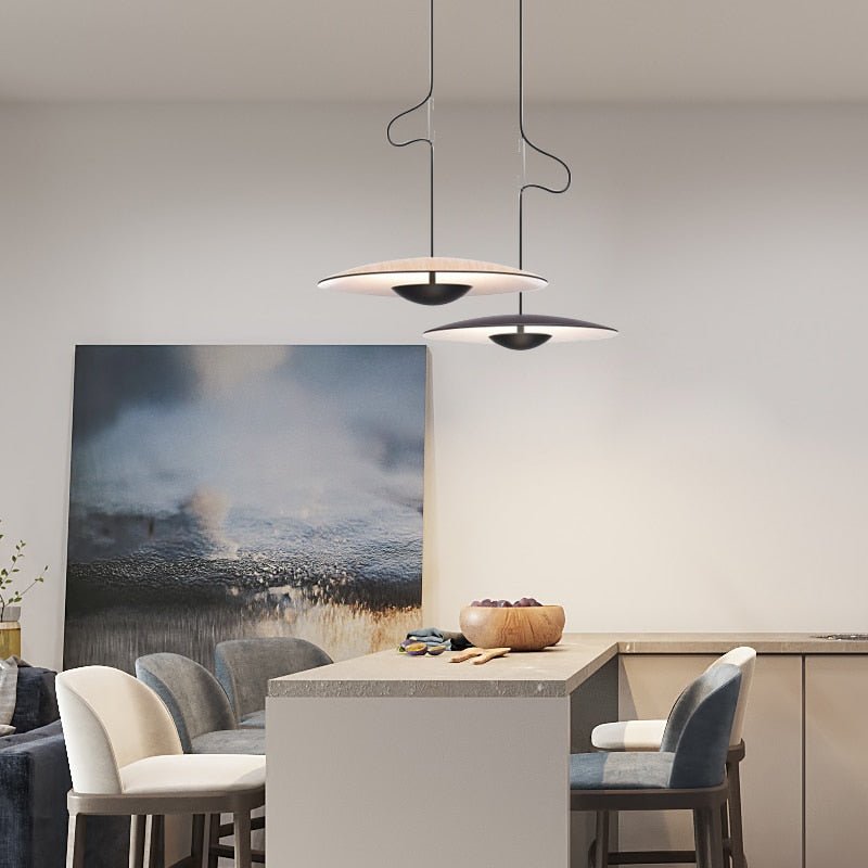 Black Wood Grain LED Pendant Light for Dining Room, Kitchen Decor-MinimalisticDecor.com