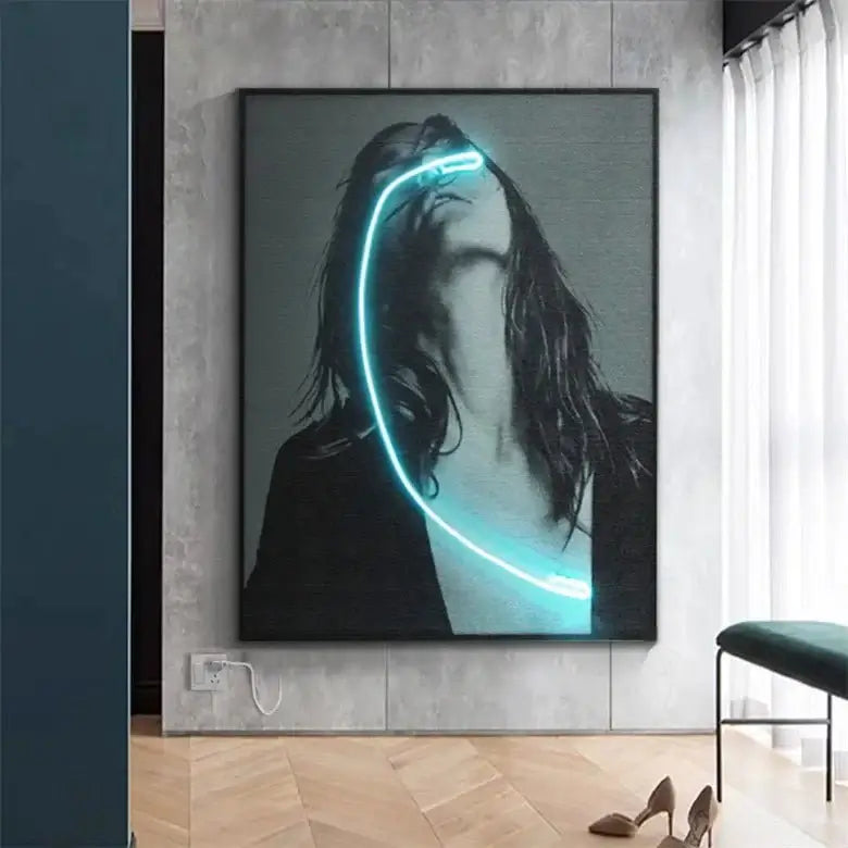 Blindness Girl Neon Wall Art – A Striking Blend of Art and Light-MinimalisticDecor.com