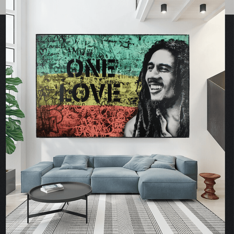 Bob Marley Singer Canvas Art: Expressive One Love-MinimalisticDecor.com