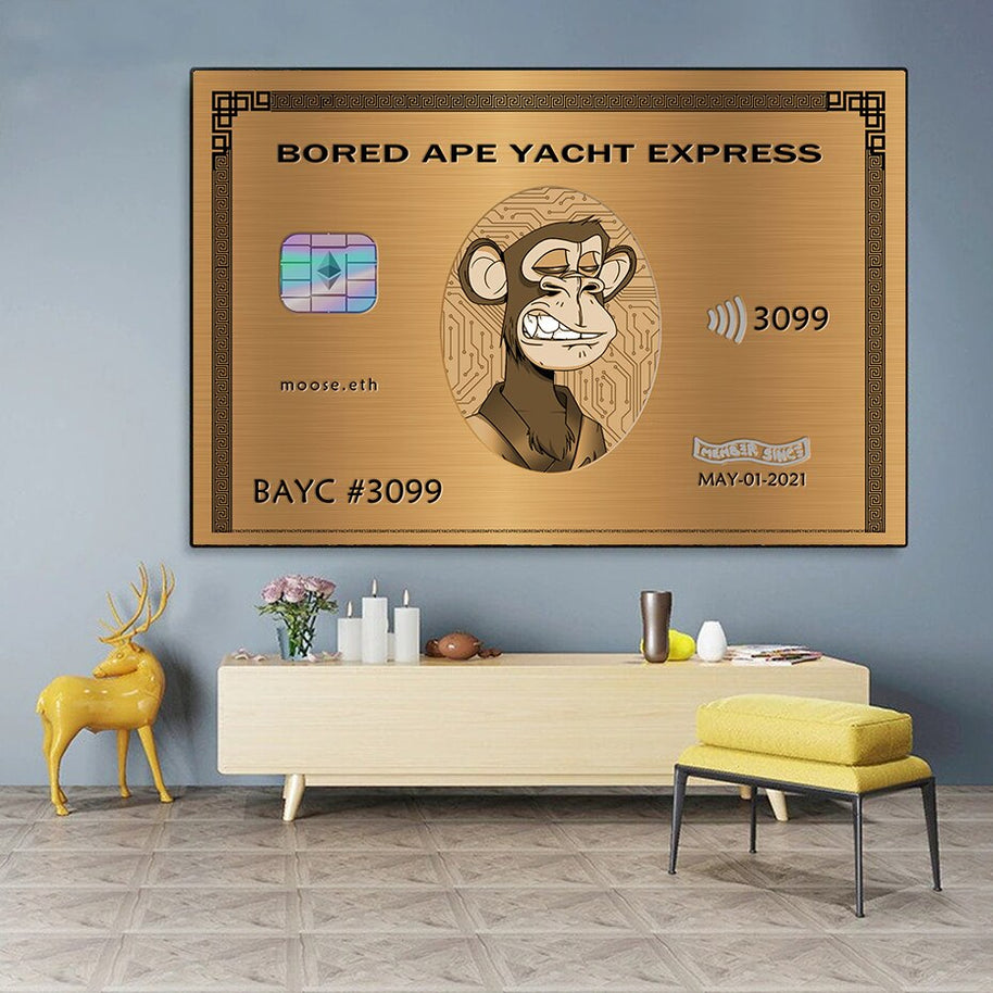 Bored Ape American Express Yacht Club Gold Wall Art Poster-MinimalisticDecor.com