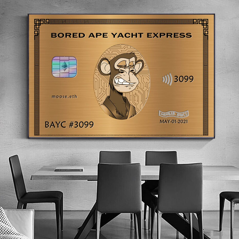 Bored Ape American Express Yacht Club Gold Wall Art Poster-MinimalisticDecor.com