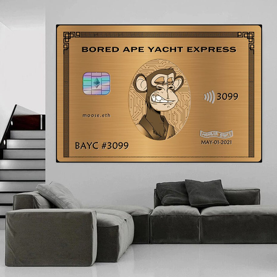 Bored Ape American Express Yacht Club Gold Wall Art Poster-MinimalisticDecor.com