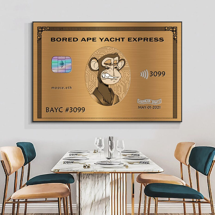 Bored Ape American Express Yacht Club Gold Wall Art Poster-MinimalisticDecor.com