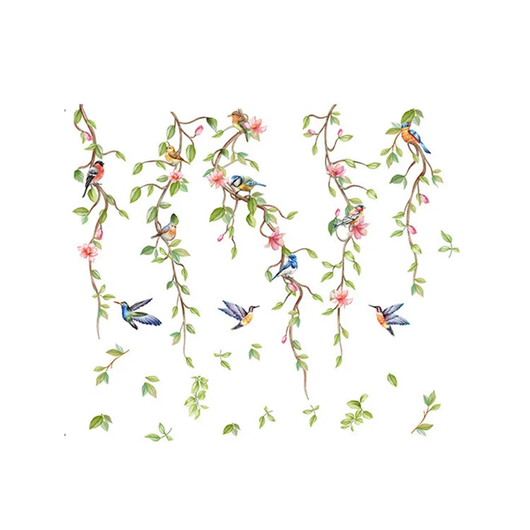 Branches Flowers Birds Wall Sticker – Removable Vinyl Wall Decal 70.5x81cm-MinimalisticDecor