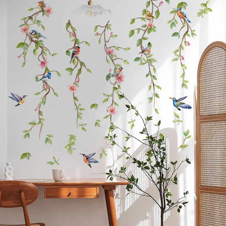 Branches Flowers Birds Wall Sticker – Removable Vinyl Wall Decal 70.5x81cm-MinimalisticDecor