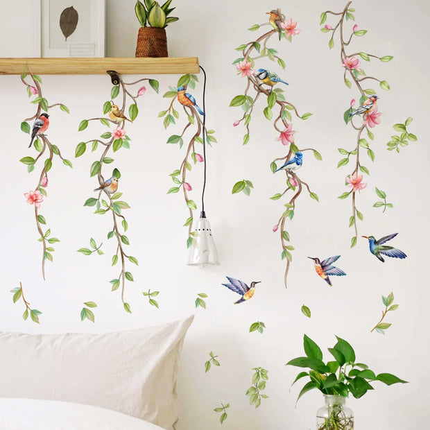Branches Flowers Birds Wall Sticker – Removable Vinyl Wall Decal 70.5x81cm-MinimalisticDecor