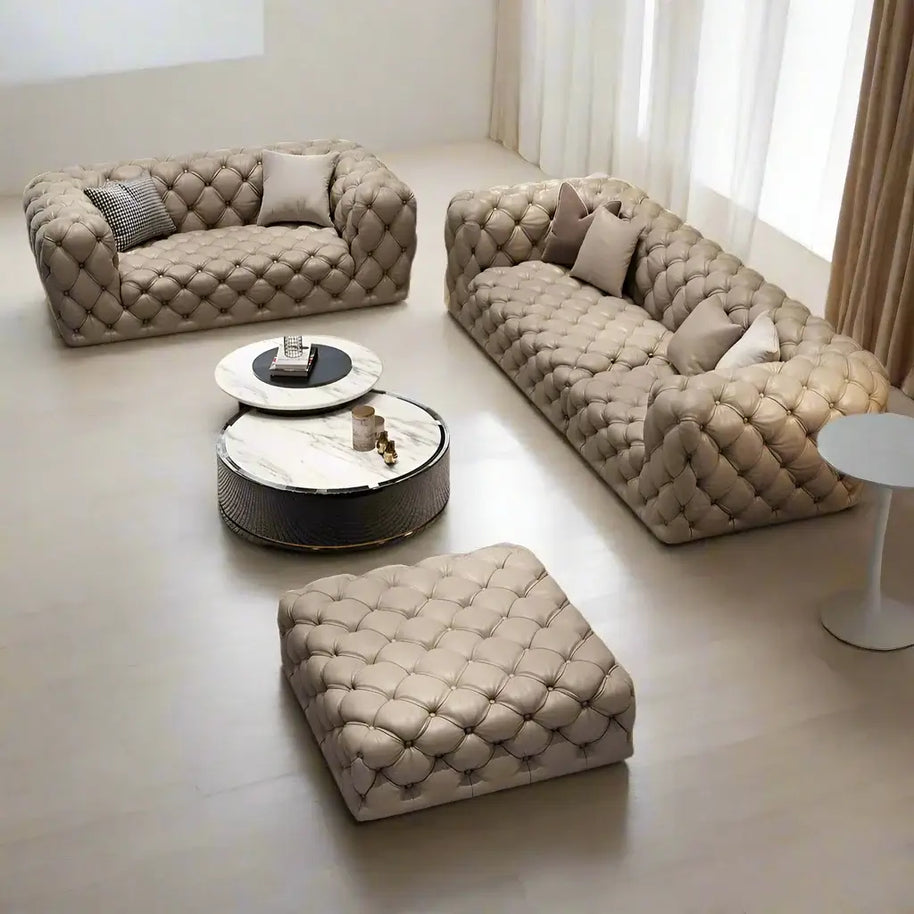 Buckle Chesterfield Sofa Set – Classic Tufted Design-MinimalisticDecor.com