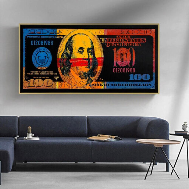 Burning 100 Dollar Bill Red Canvas Wall Art-MinimalisticDecor.com