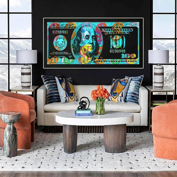 Burning 100 Dollar Bill Shade Canvas Wall Art-MinimalisticDecor.com