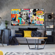 Burning 100 Dollar Bill Torn Canvas Wall Art-MinimalisticDecor.com