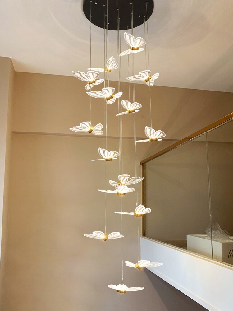 Butterfly Staircase Chandelier – Elegant Pendant Light with Artistic Butterfly Design-MinimalisticDecor.com