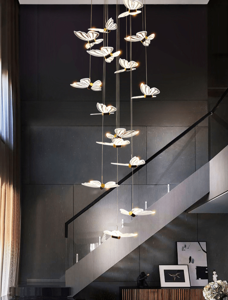 Butterfly Staircase Chandelier – Elegant Pendant Light with Artistic Butterfly Design-MinimalisticDecor.com