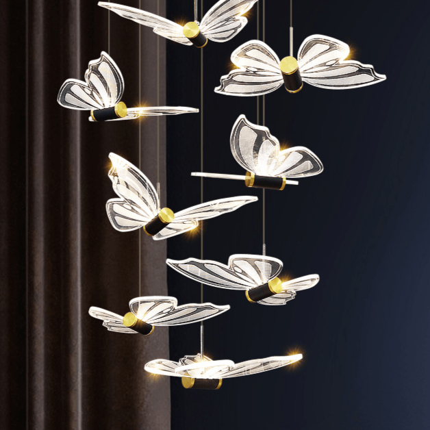Butterfly Staircase Chandelier – Elegant Pendant Light with Artistic Butterfly Design-MinimalisticDecor.com