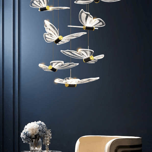 Butterfly Staircase Chandelier – Elegant Pendant Light with Artistic Butterfly Design-MinimalisticDecor.com