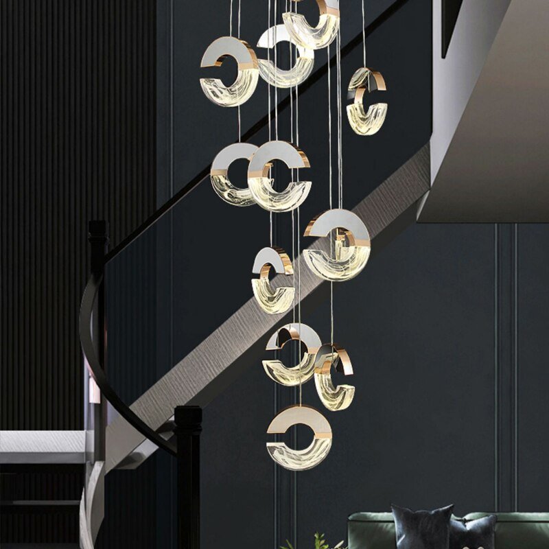 C-shaped Crystal Chandelier: Elegant Lighting Fixture-MinimalisticDecor.com