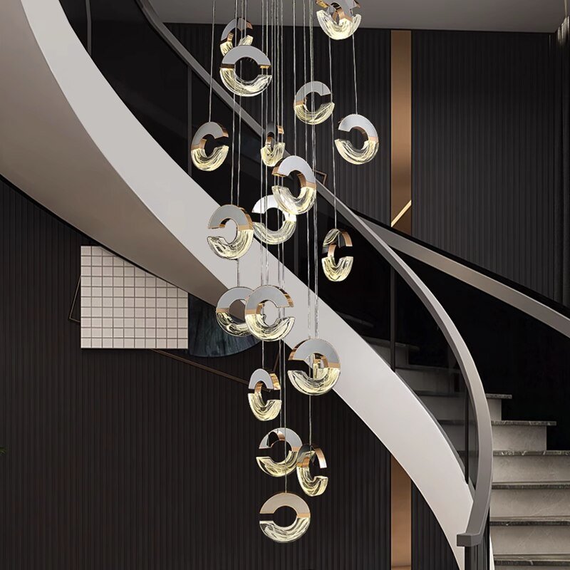 C-shaped Crystal Chandelier: Elegant Lighting Fixture-MinimalisticDecor.com