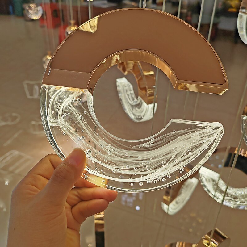 C-shaped Crystal Chandelier: Elegant Lighting Fixture-MinimalisticDecor.com