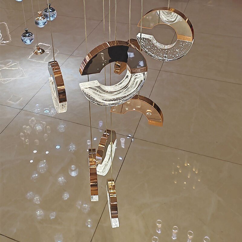 C-shaped Crystal Chandelier: Elegant Lighting Fixture-MinimalisticDecor.com