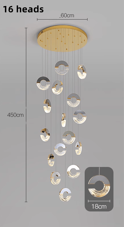 C-shaped Crystal Chandelier: Elegant Lighting Fixture-MinimalisticDecor.com