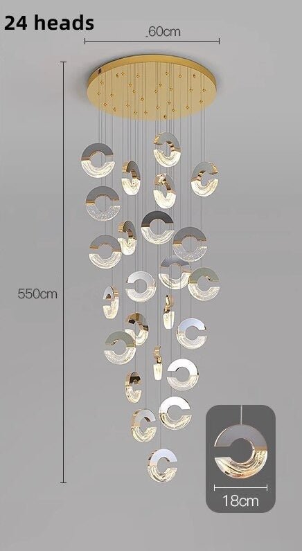 C-shaped Crystal Chandelier: Elegant Lighting Fixture-MinimalisticDecor.com