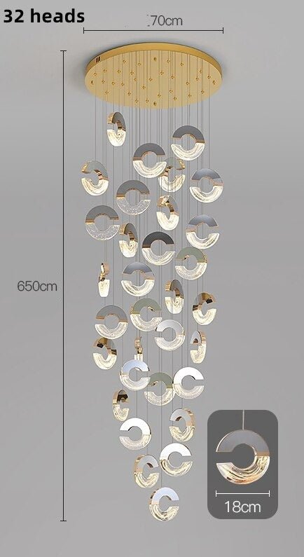 C-shaped Crystal Chandelier: Elegant Lighting Fixture-MinimalisticDecor.com