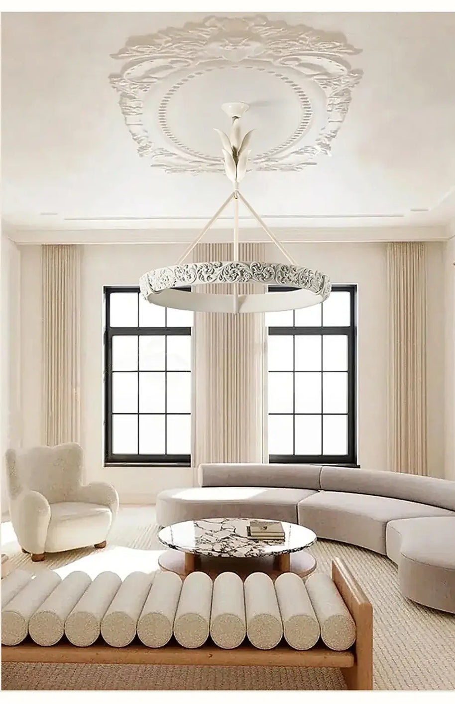 Calderone Resin Ring Ceiling Chandelier – Semi-Flush Mount Iron Resin Light-MinimalisticDecor.com