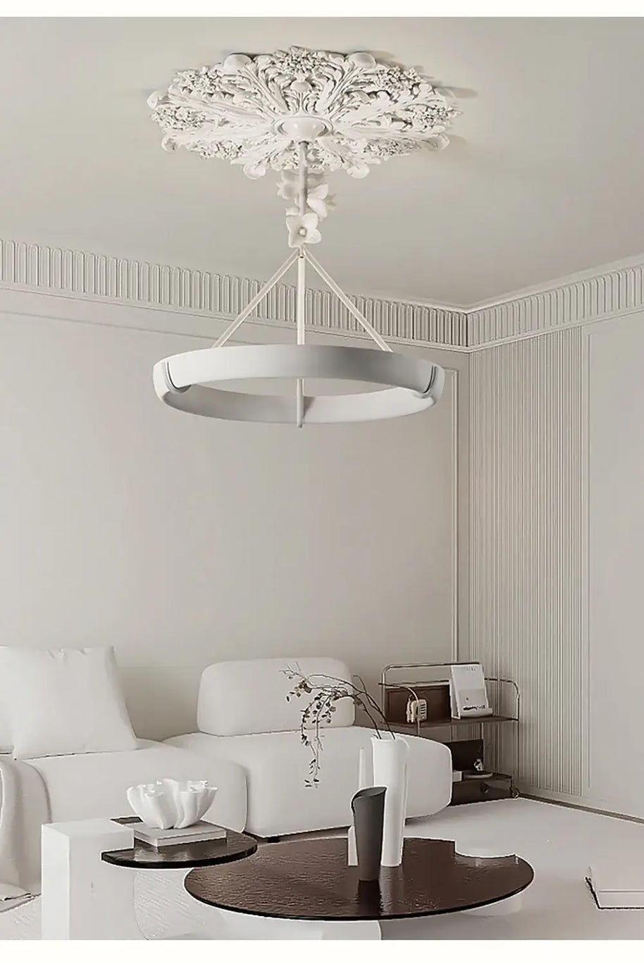 Calderone Resin Ring Ceiling Chandelier – Semi-Flush Mount Iron Resin Light-MinimalisticDecor.com