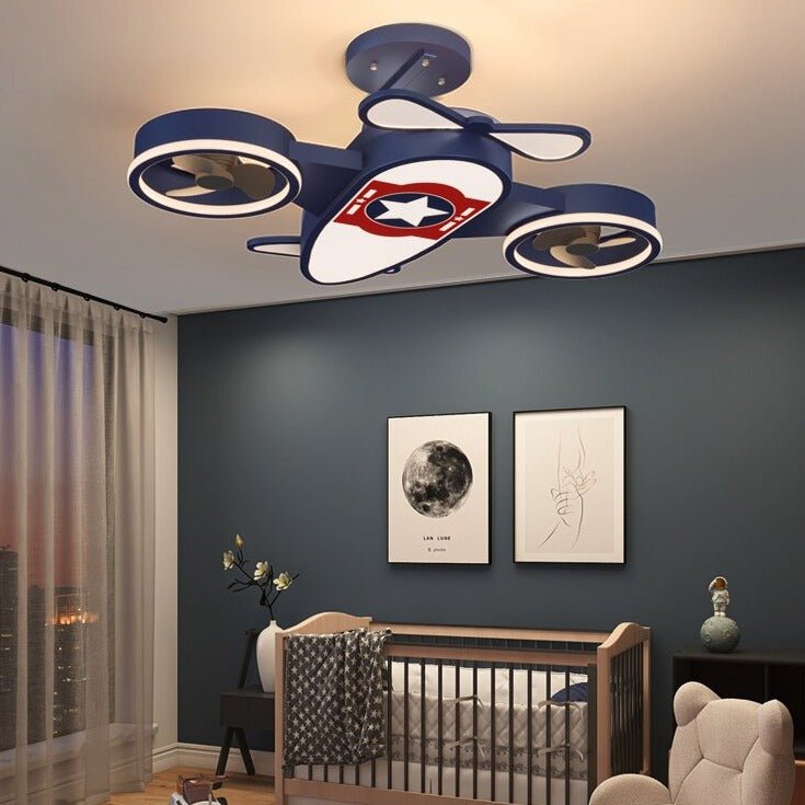 Captain America Airplane LED Ceiling Light – Marvel Kids Room Lighting-MinimalisticDecor.com