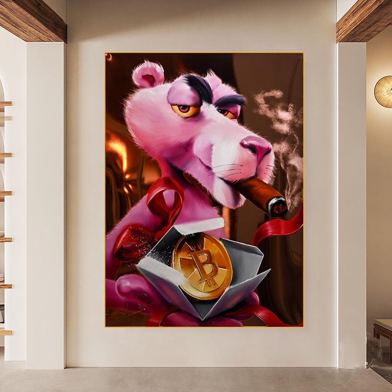 Captivating Pink Panther - Nostalgic Cartoon Canvas-MinimalisticDecor.com