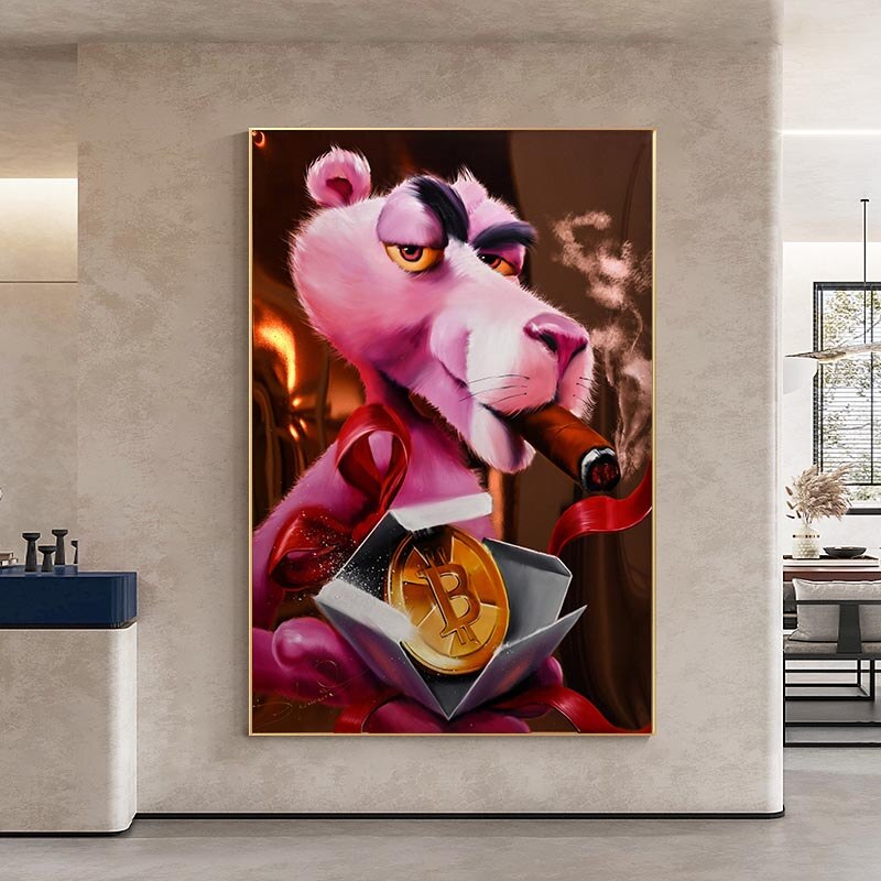 Captivating Pink Panther - Nostalgic Cartoon Canvas-MinimalisticDecor.com
