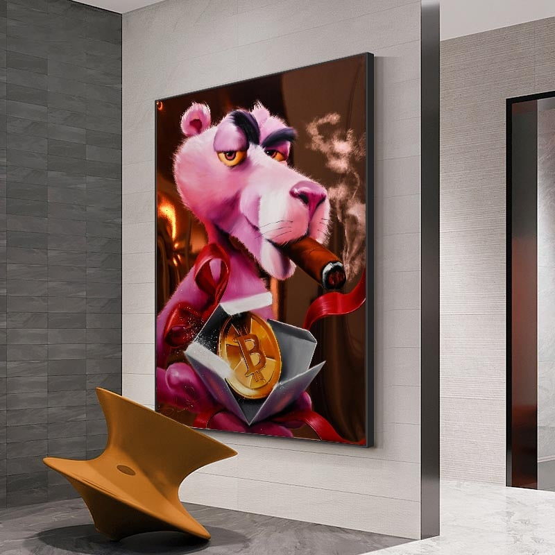Captivating Pink Panther - Nostalgic Cartoon Canvas-MinimalisticDecor.com